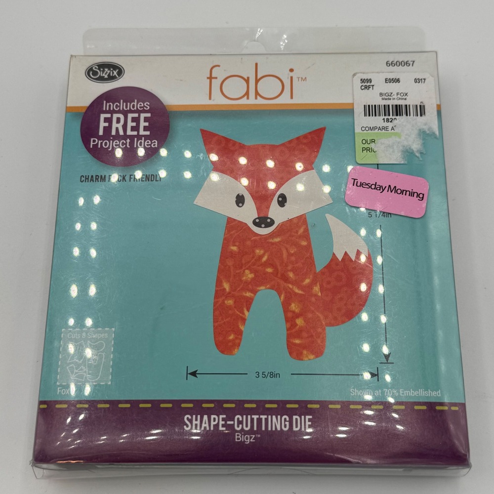 Sizzix Fabi Bigz Fox Shape Cutting Die 660067 Lynda Kanase Quilting Applique